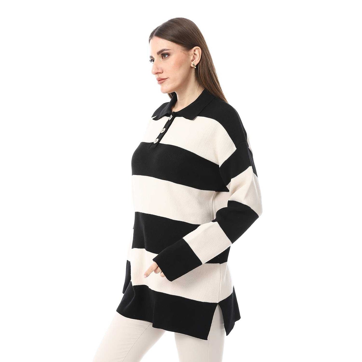 Women Striped Knit Tunic
