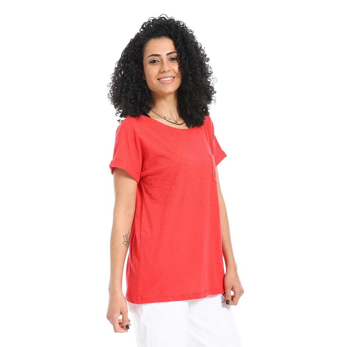 Women's Round Neck Cotton Plain T-Shirt