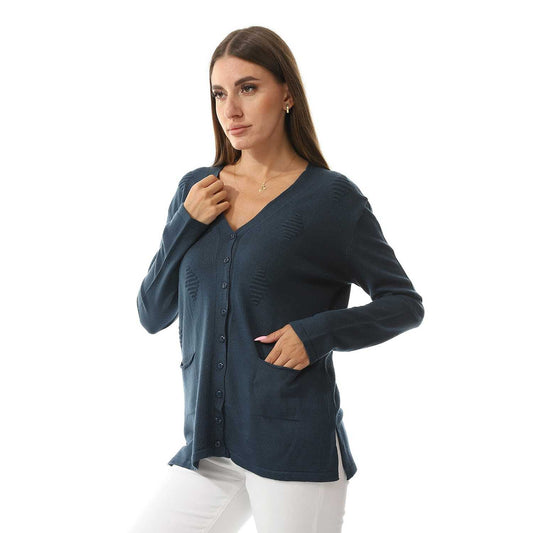 Women's V Neck Knitted Cardigan