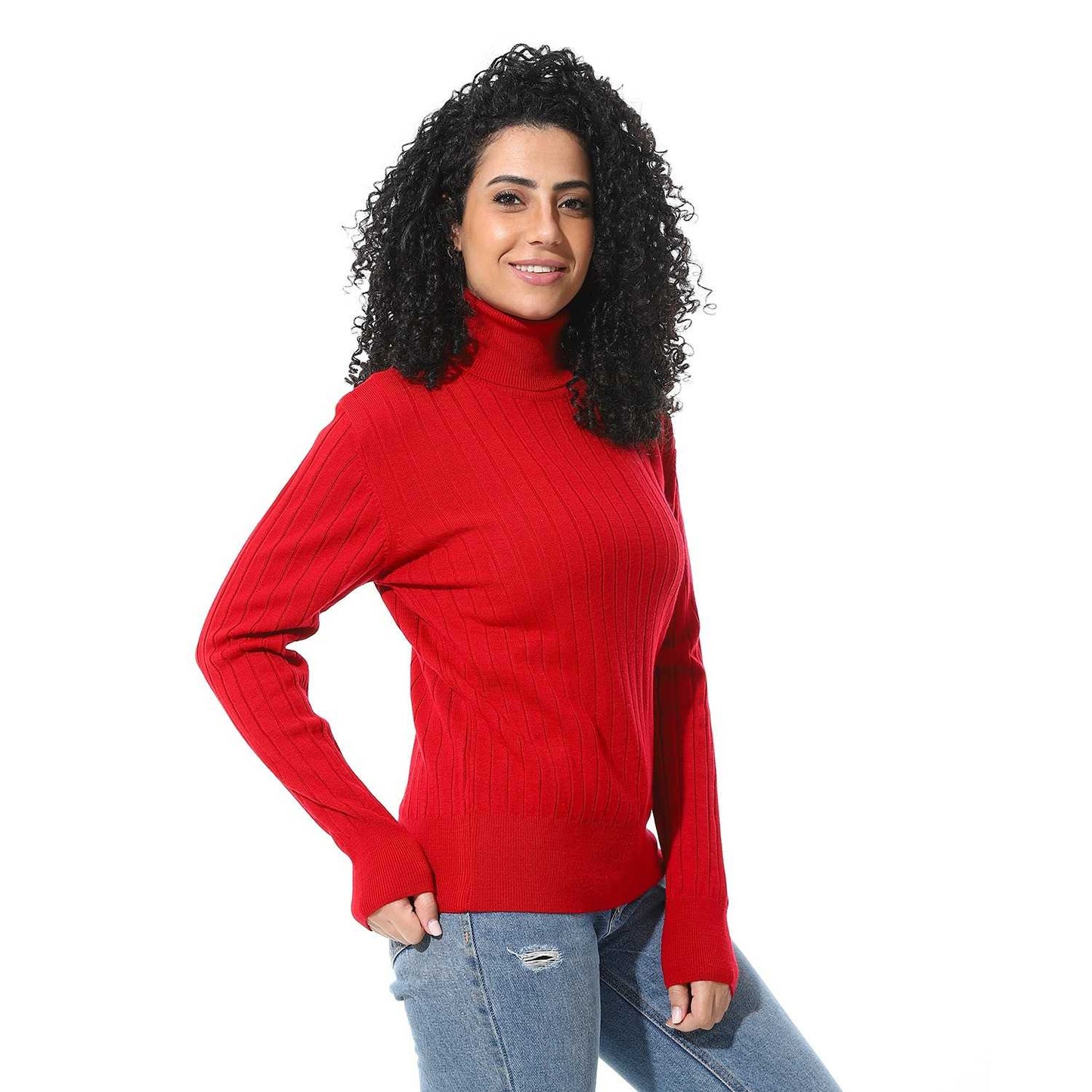 Women’s High Neck Ribbed Sweater
