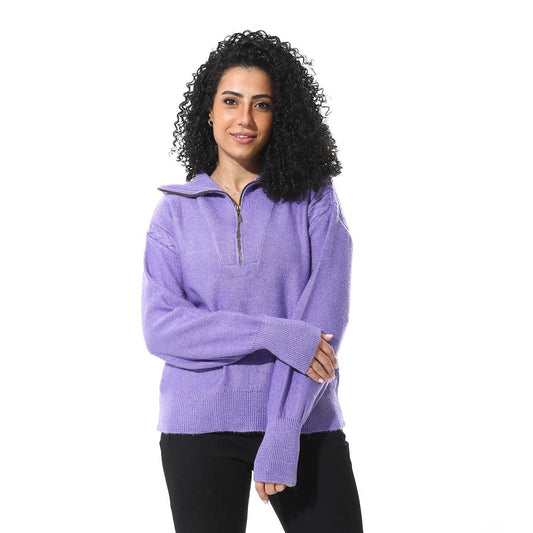 Women's Zipper Turtle Neck Pullover