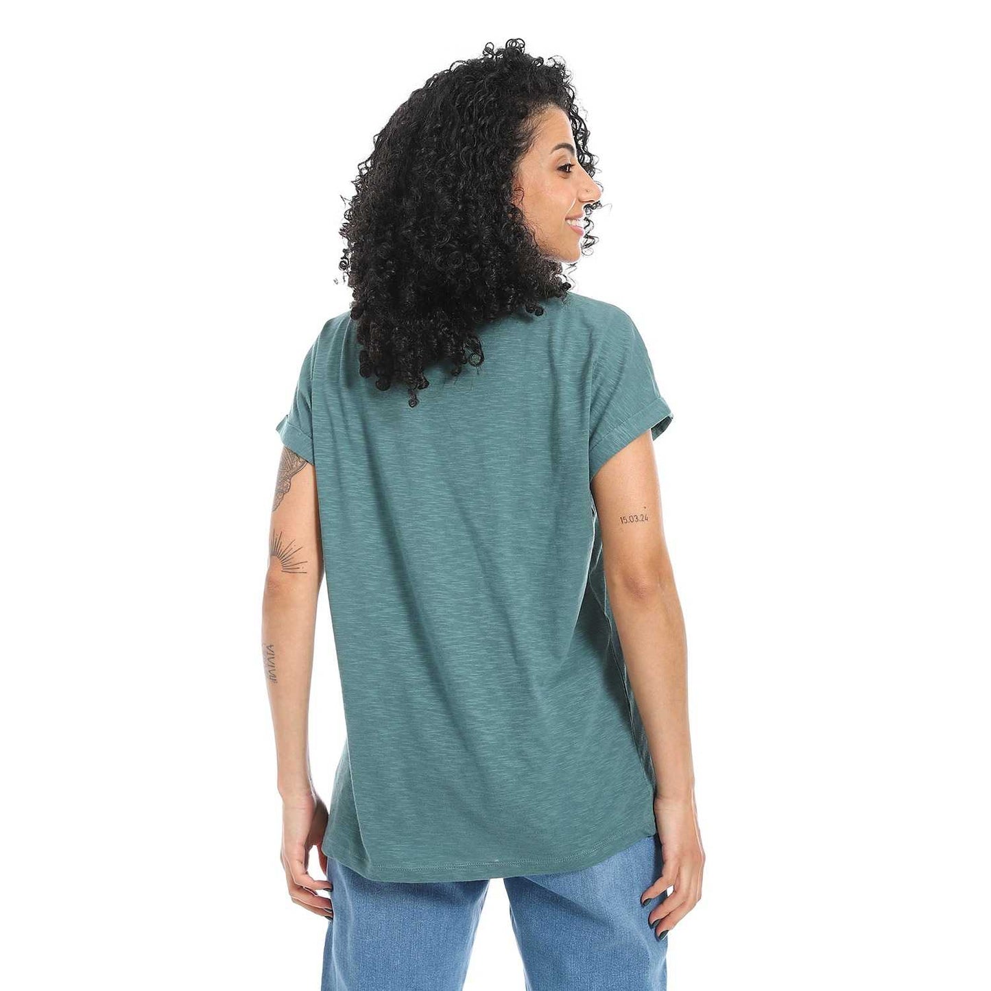Women's Round Neck Cotton Plain T-Shirt