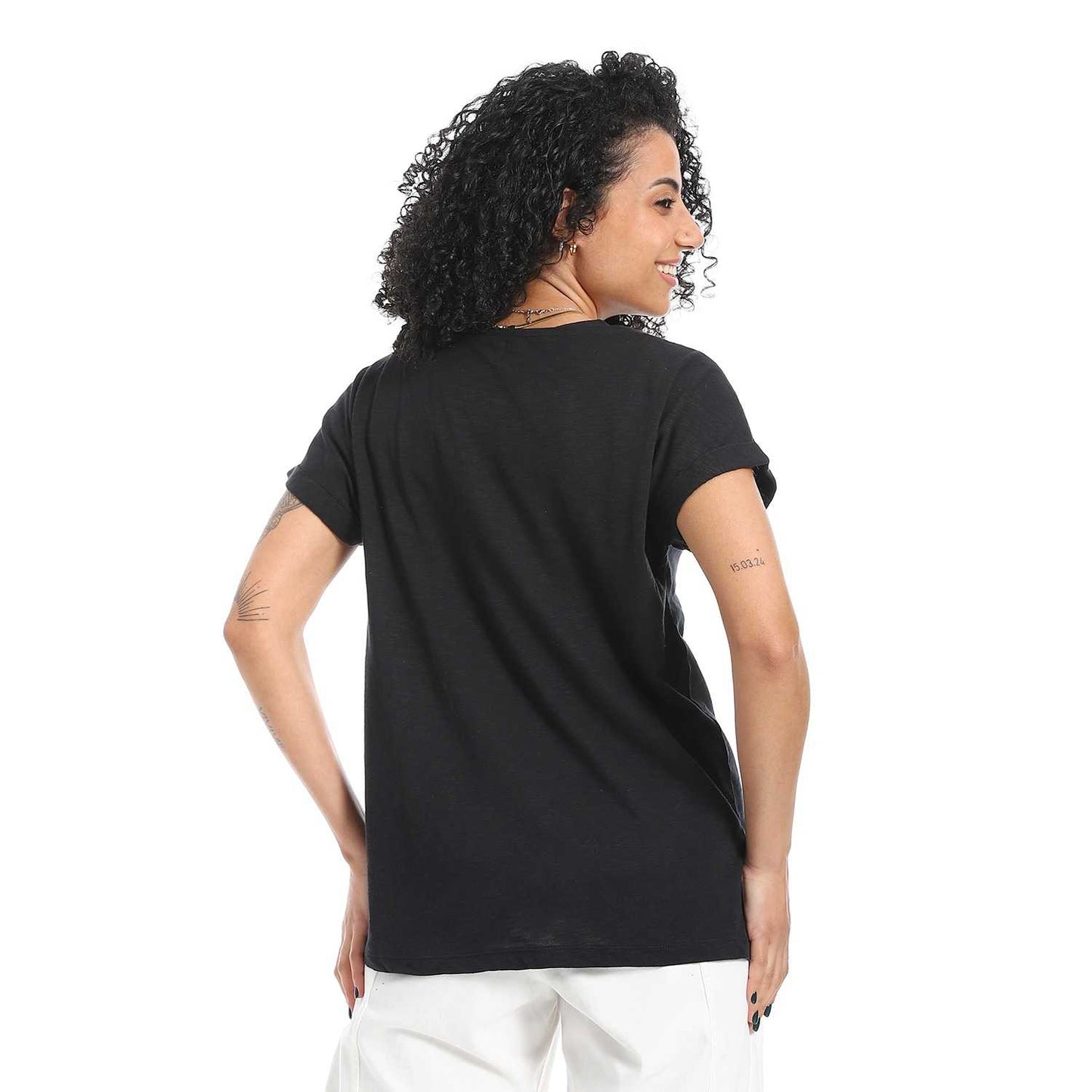 Women's Round Neck Cotton Plain T-Shirt