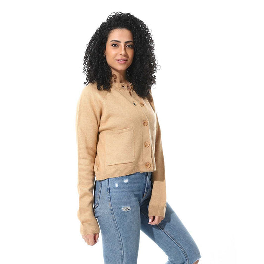 Women's Button-Front Crop Cardigan