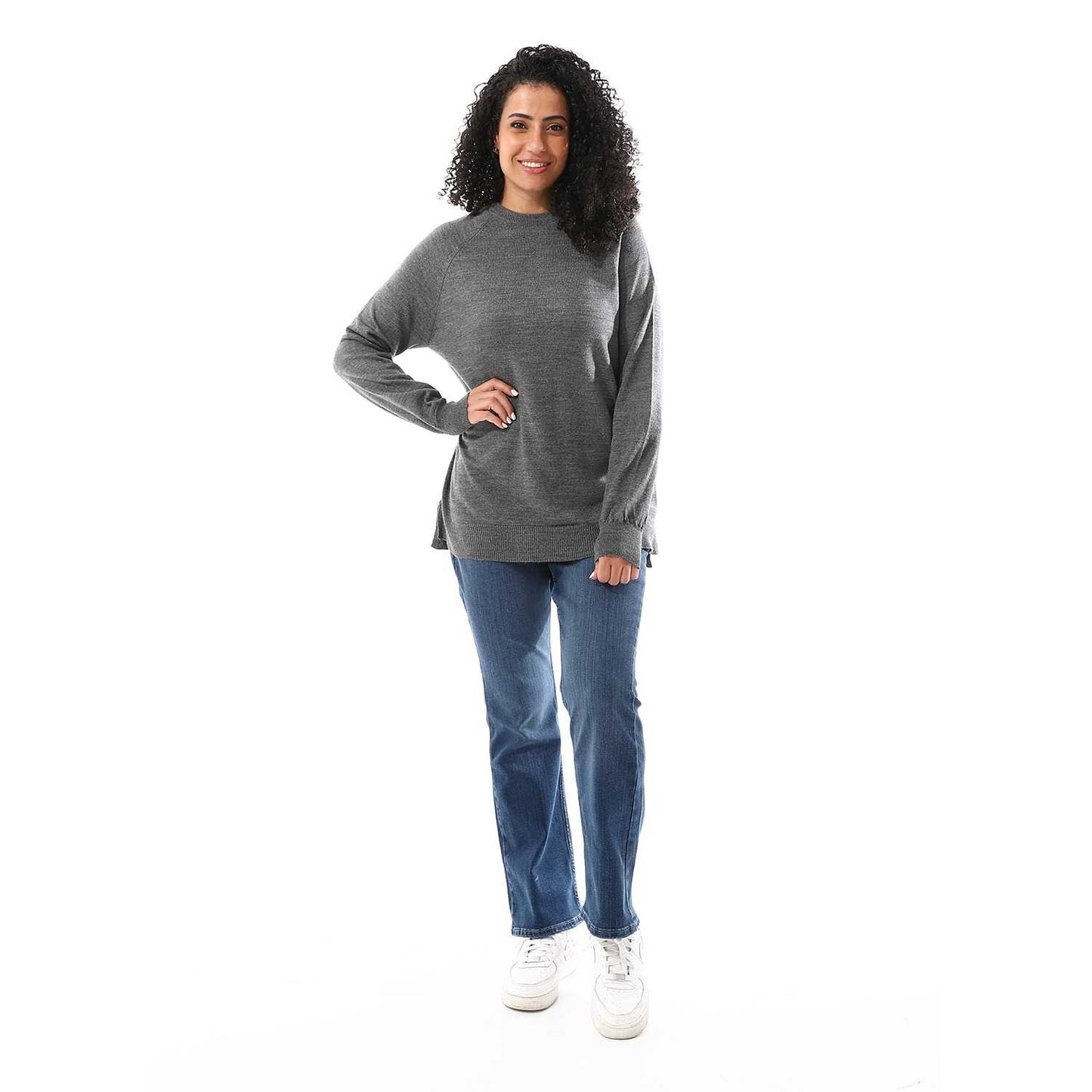 Women's Crew Neck Plain Reglan Pullover