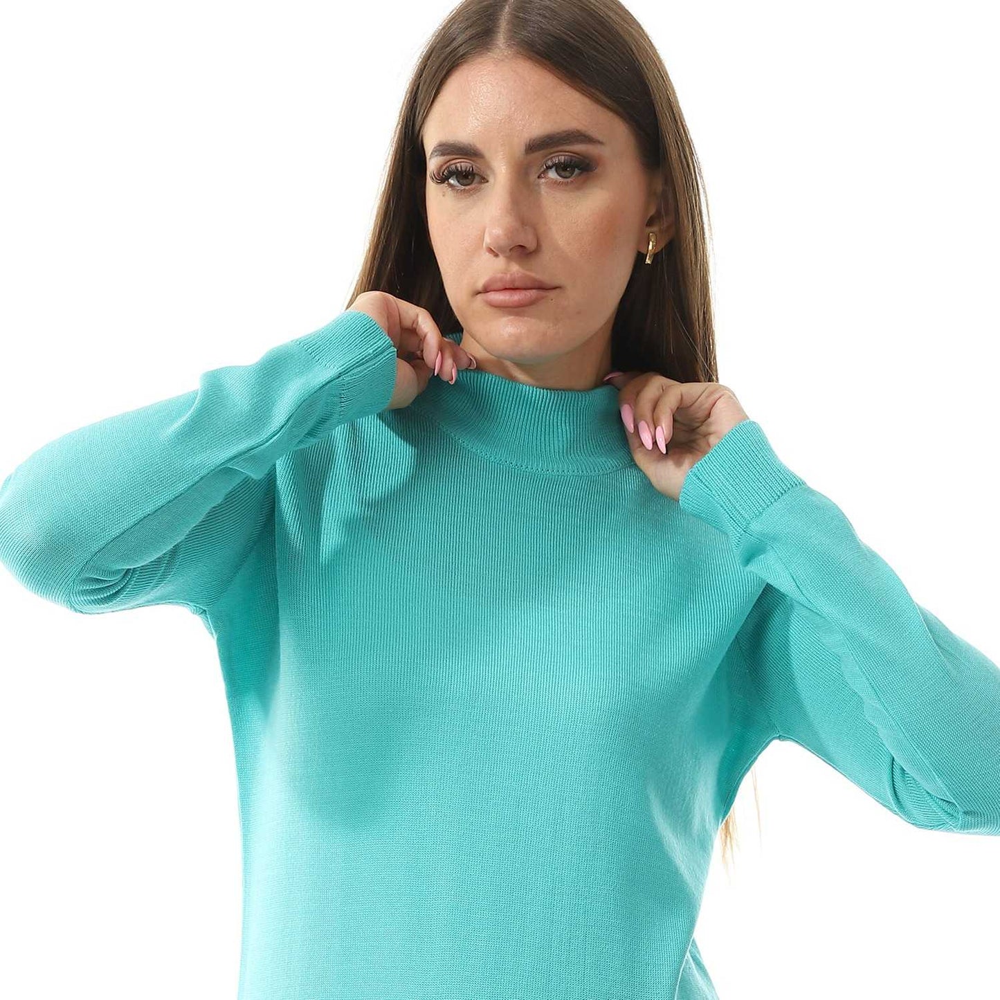 Women's Plain Crop Turtle Neck Pullover