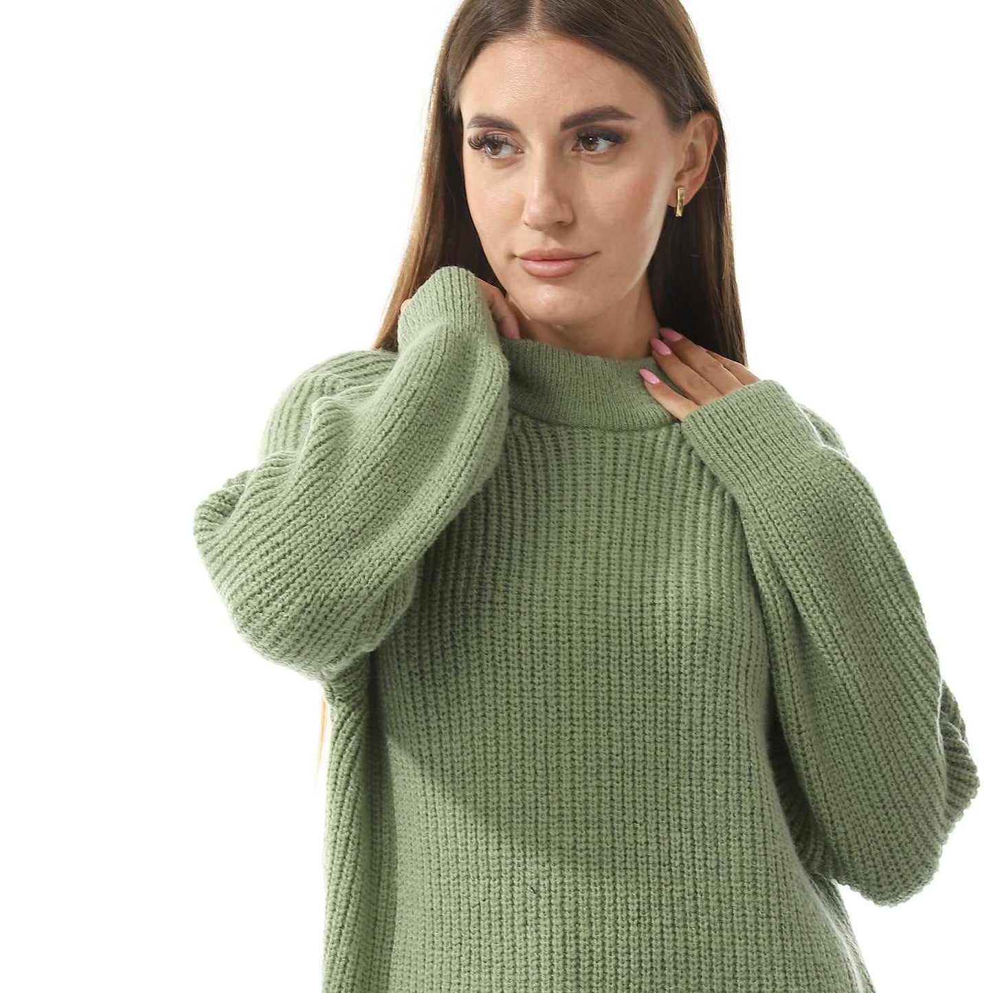 Women's Ribbed Crop Turtle Neck Pullover