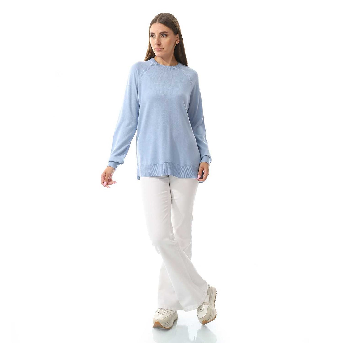Women's Crew Neck Plain Reglan Pullover