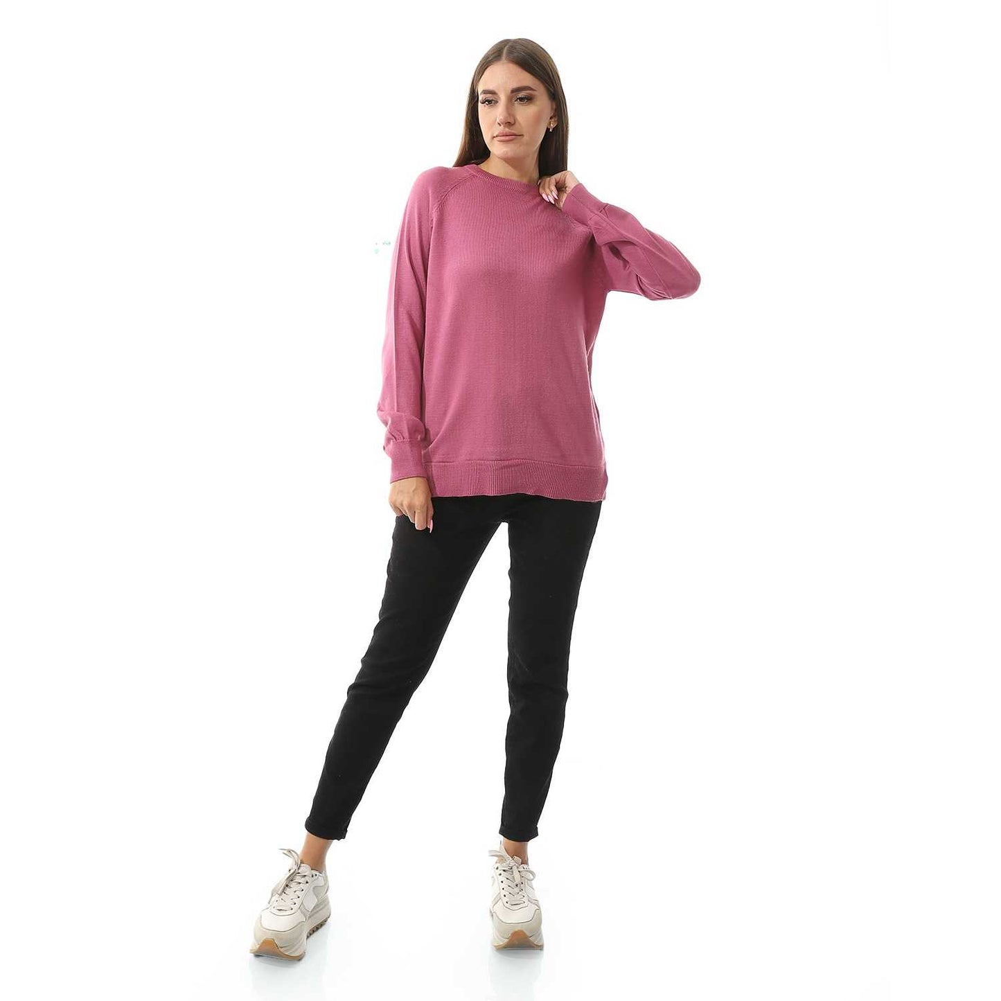 Women's Crew Neck Plain Reglan Pullover