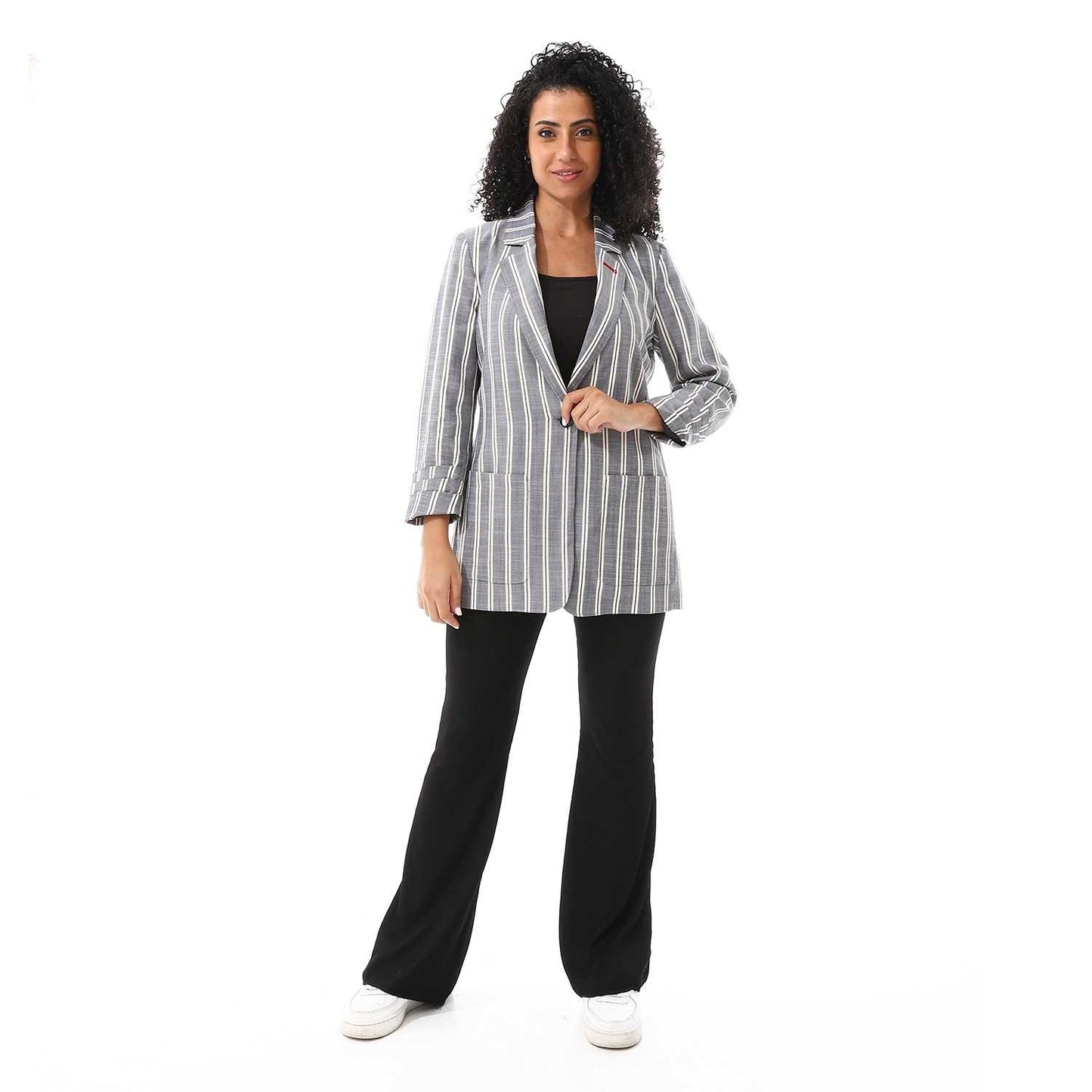 Women's Striped Linen Blazer