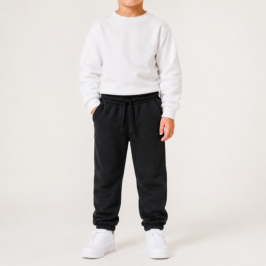 Kids Melton Jogger Pants - Black