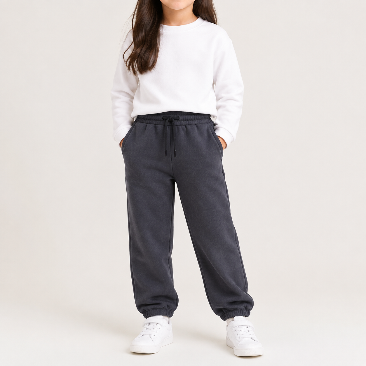 Kids Melton Jogger Pants - Dark Gray