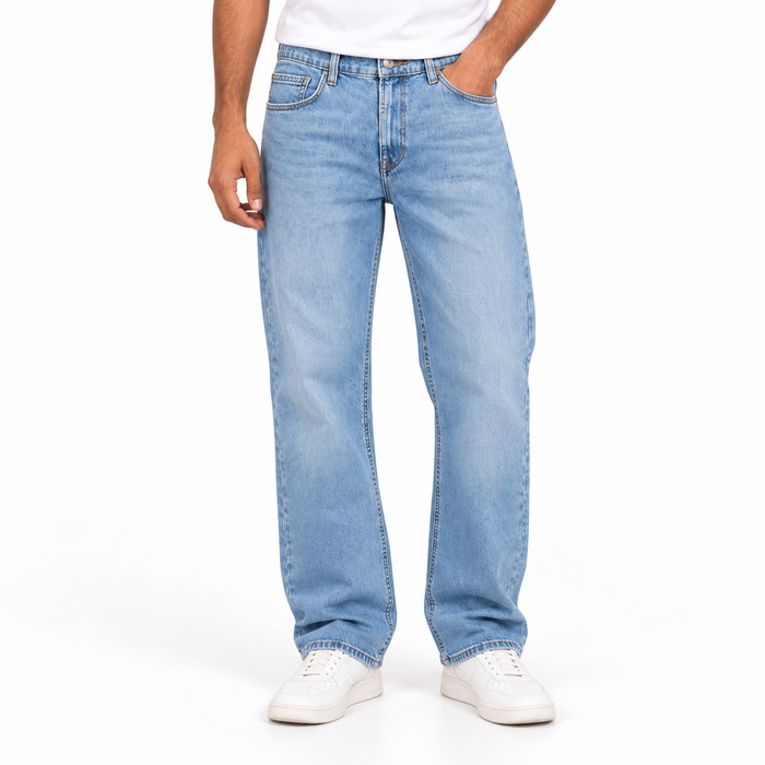 Men's Relaxed Fit Jeans in Skyblue — model view, style 26052202