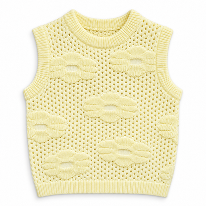 Girls' Textured Knit Vest in Yellow — flat view, style 26152339