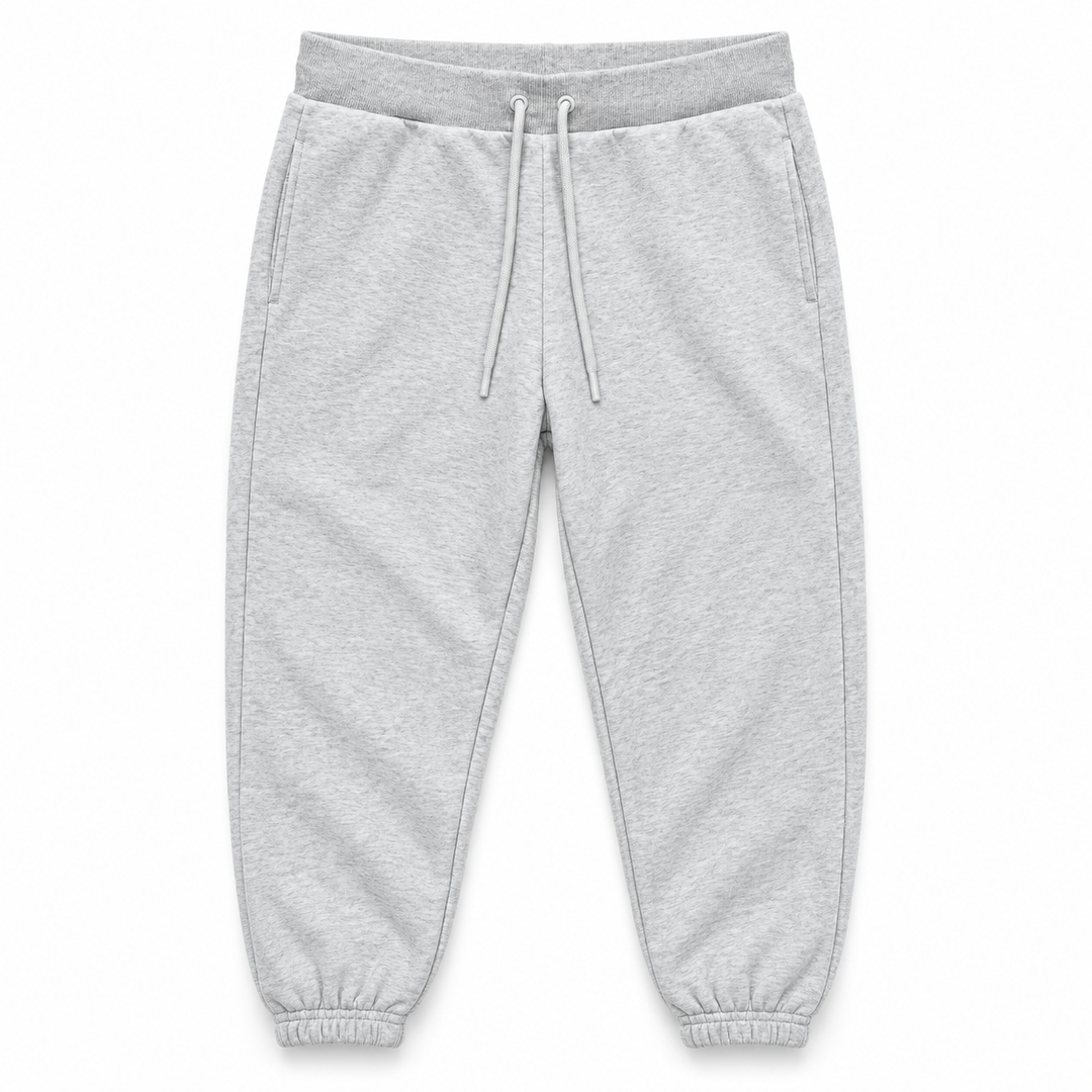 Men's Plain Fleece Joggers in Lightgray — flat view, style 26252105