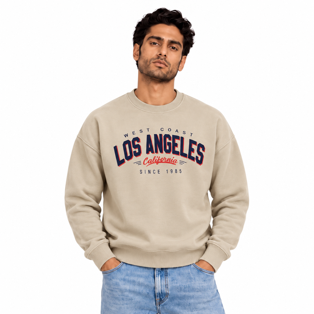 Men's Los Angeles Graphic Sweatshirt in Beige — model view, style 26612201