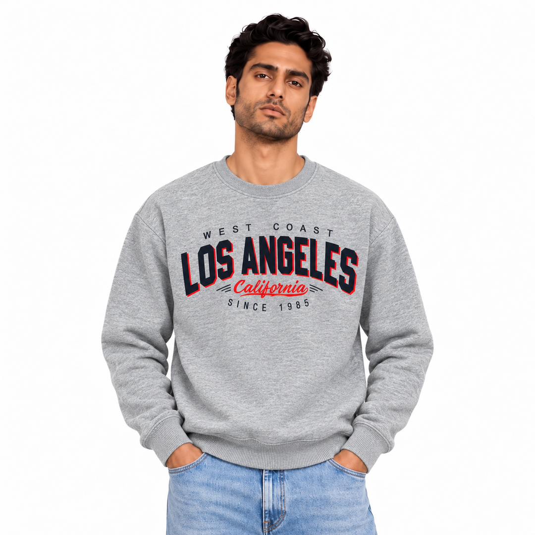 Men's Los Angeles Graphic Sweatshirt in Greymelang — model view, style 26612201
