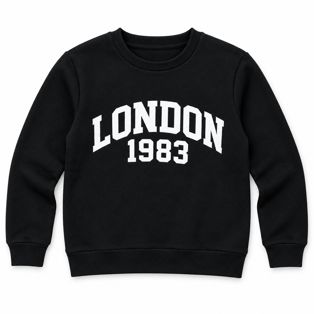 Boys' London Graphic Sweatshirt in Black — flat view, style 26612306