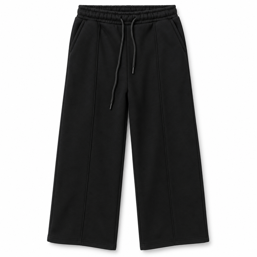 Women's Wide Leg Sweatpants in Black — flat view, style 26632101