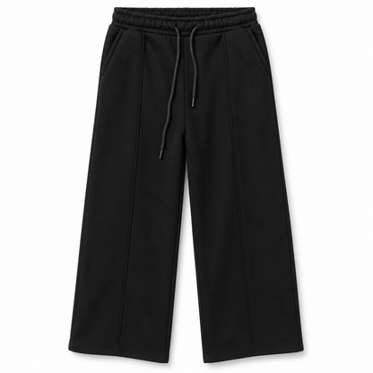 Women's Wide Leg Sweatpants in Black — flat view, style 26632101