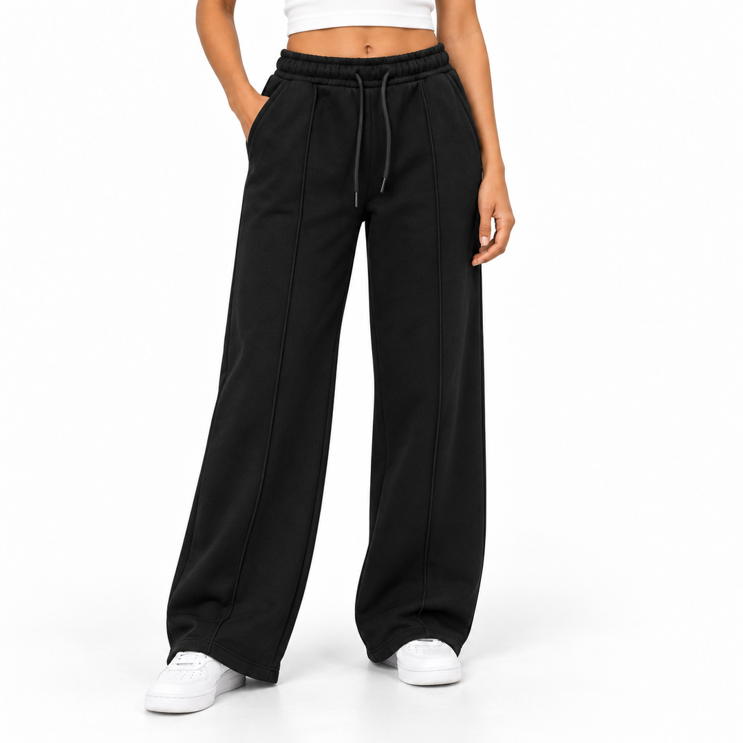 Women's Wide Leg Sweatpants in Black — model view, style 26632101