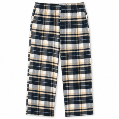 Men's Checked Pajama Pants in Beige — flat view, style 26632201