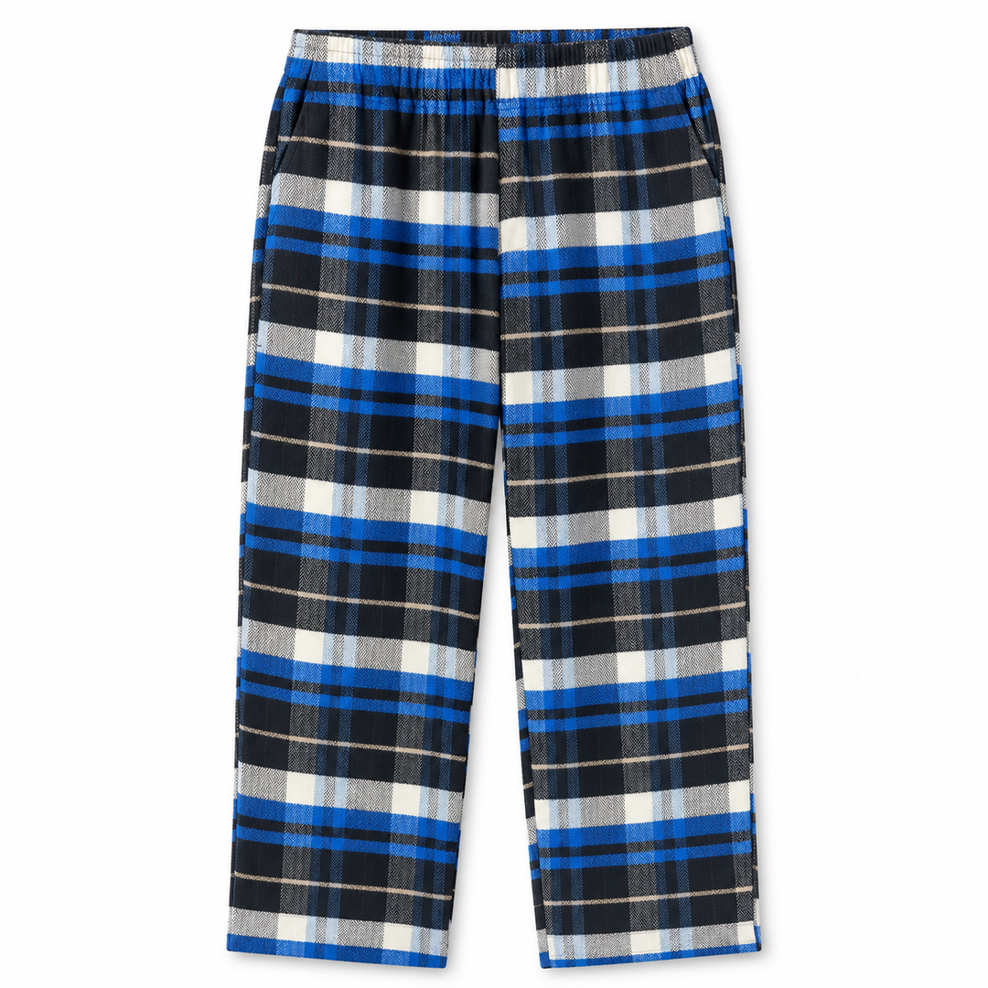 Men's Checked Pajama Pants in Blue — flat view, style 26632201