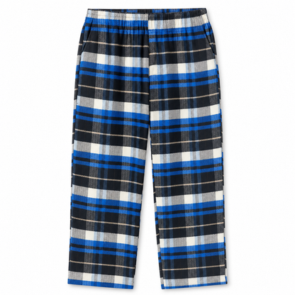 Men's Checked Pajama Pants in Blue — flat view, style 26632201