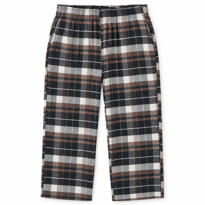 Men's Checked Pajama Pants in Brown — flat view, style 26632201