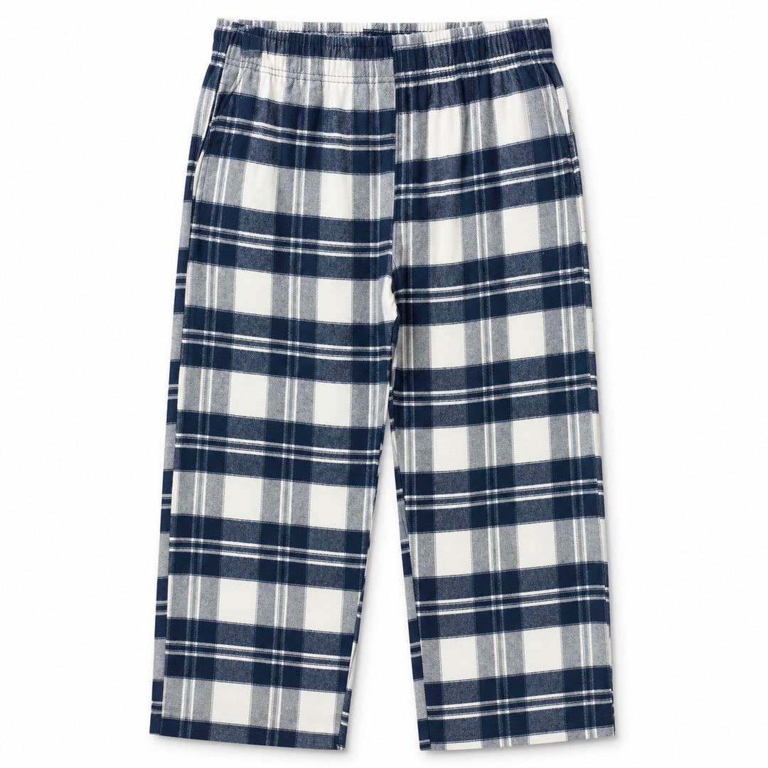 Men's Checked Pajama Pants in Navy — flat view, style 26632201