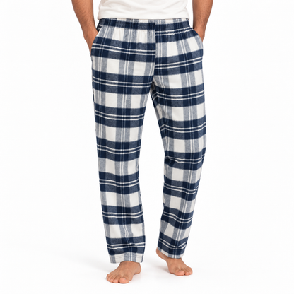 Men's Checked Pajama Pants in Navy — model view, style 26632201