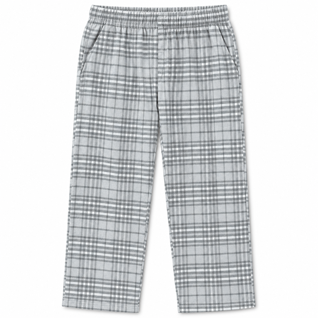 Men's Checked Pajama Pants in Silver — flat view, style 26632201