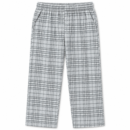Men's Checked Pajama Pants in Silver — flat view, style 26632201