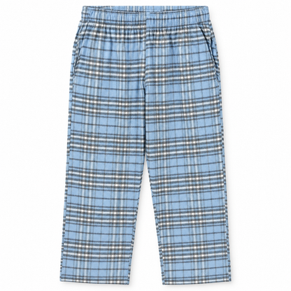 Men's Checked Pajama Pants in Sky — flat view, style 26632201