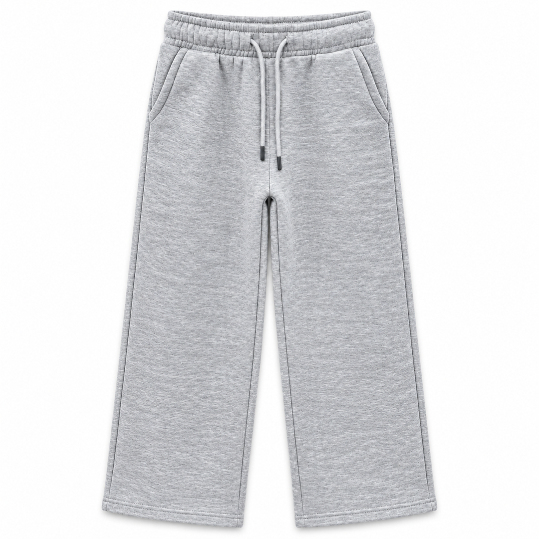 Girls' Plain Wide Leg Sweatpants in Lightgray — flat view, style 26632301