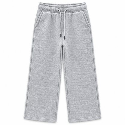 Girls' Plain Wide Leg Sweatpants in Lightgray — flat view, style 26632301