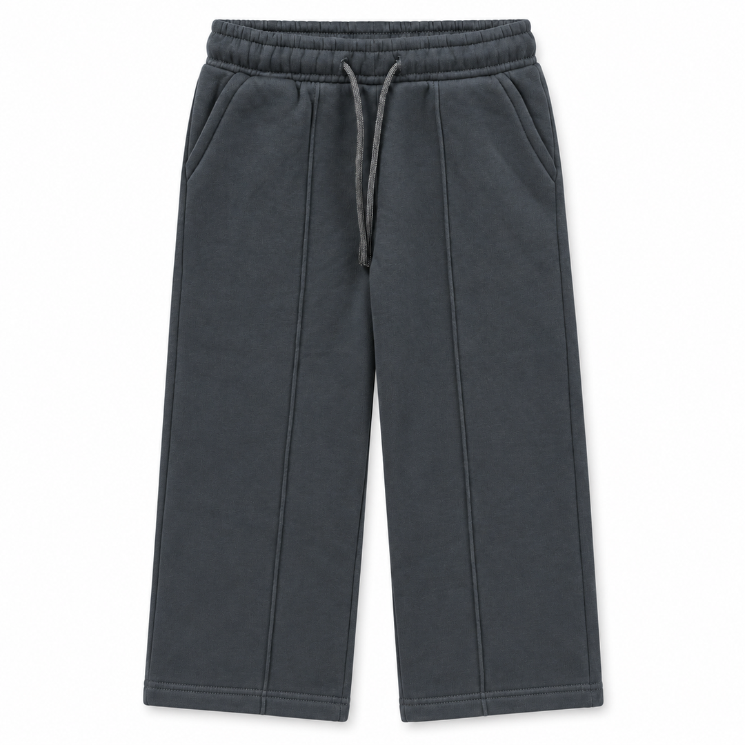 Girls' Wide Leg Sweatpants with Front Darts in Darkgray — flat view, style 26632302