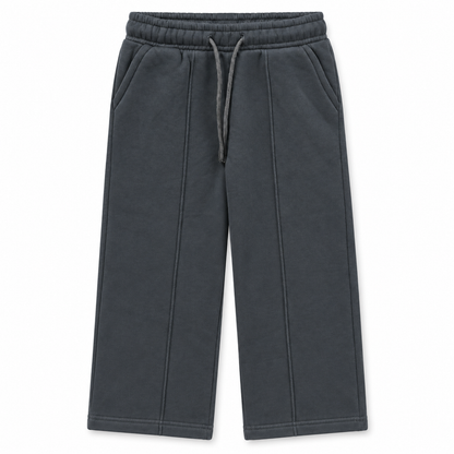 Girls' Wide Leg Sweatpants with Front Darts in Darkgray — flat view, style 26632302
