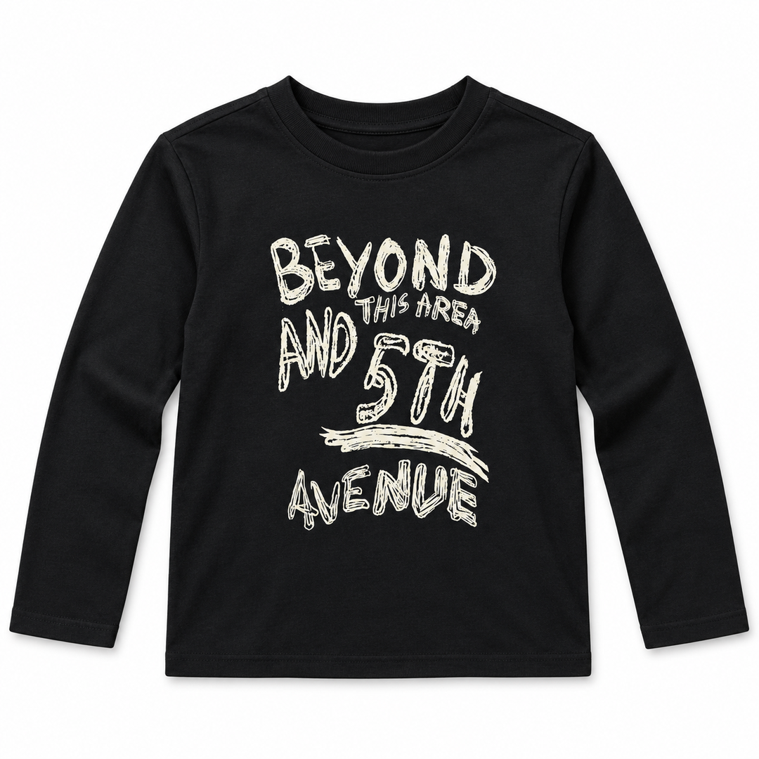 Boys' Beyond 5th Avenue Long Sleeve T-Shirt in Black — flat view, style 26842311