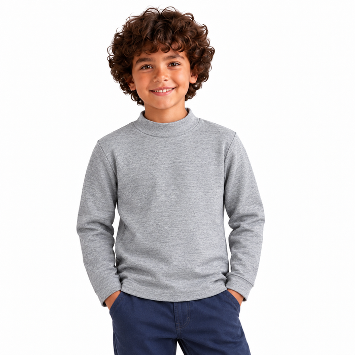 Boys' Plain Half Neck Top in Colors — model view, style 26852302