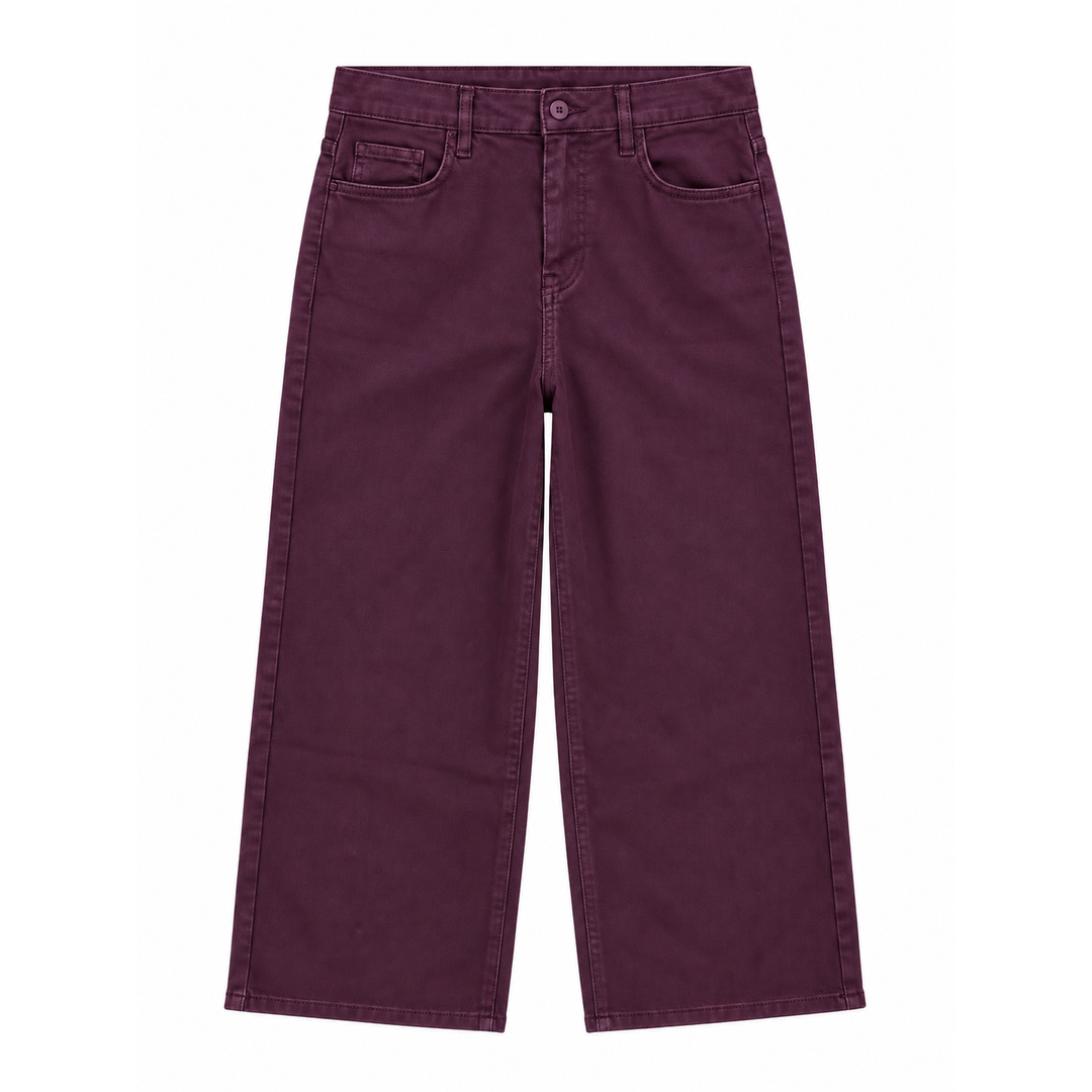 Girls' Wide Leg Pants in Burgundy product view