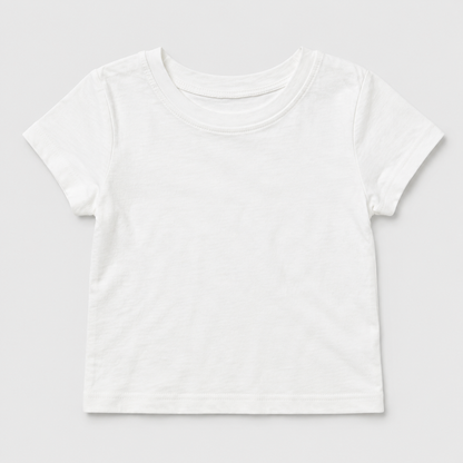 Girls plain off-white short sleeve T-shirt