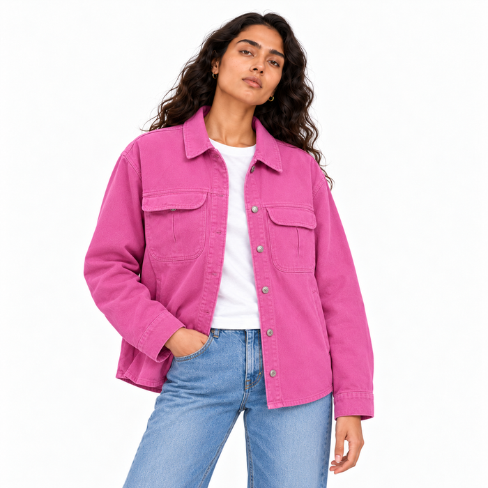 Fuchsia women's twill overshirt | أوفرشيرت حريمي فوشيا