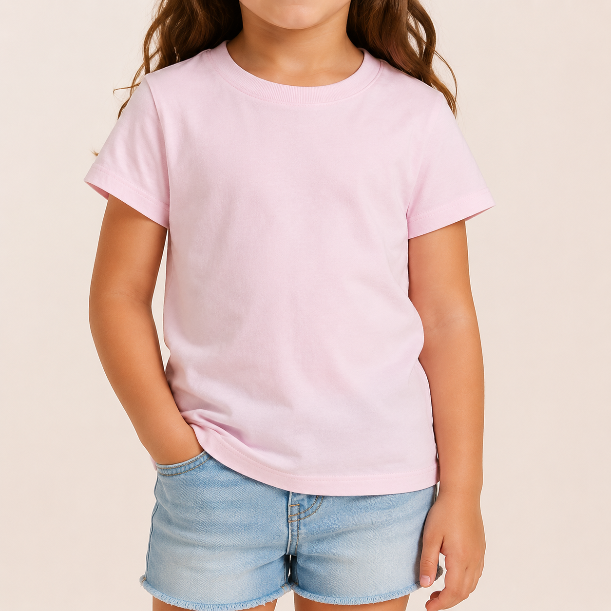 Girls plain pink short sleeve T-shirt