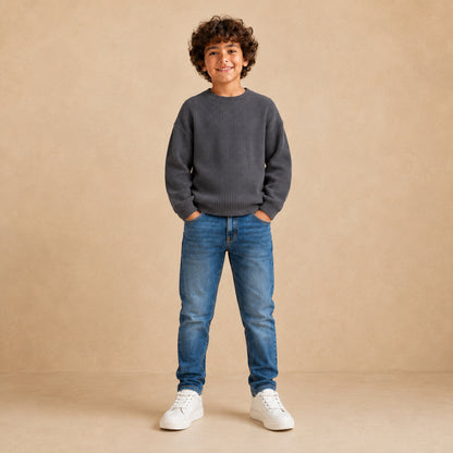 Sonic boys ribbed crew neck pullover in khaki