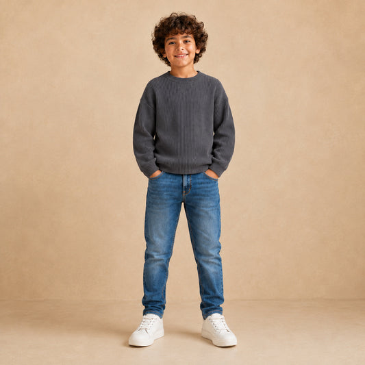 Sonic boys ribbed crew neck pullover in khaki
