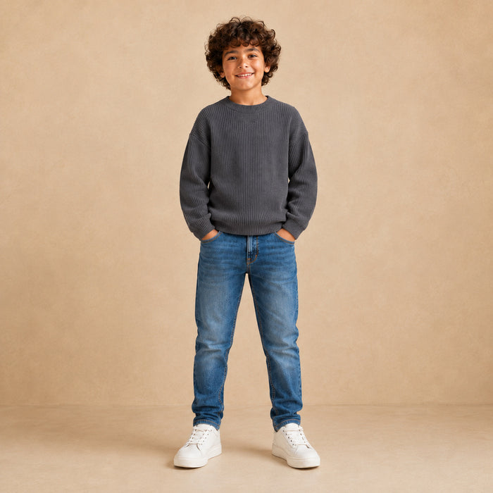 Sonic boys ribbed crew neck pullover in khaki