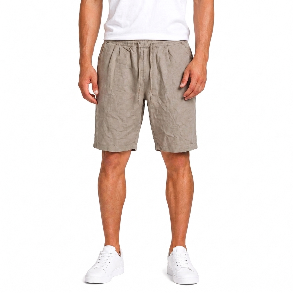 Men’s Linen Shorts with Elastic Waist & Drawstring
