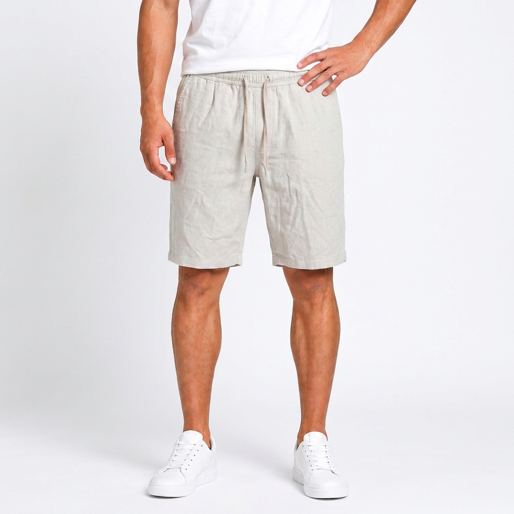 Men’s Linen Shorts with Elastic Waist & Drawstring