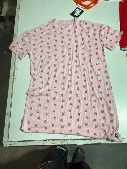 Women’s pink printed short sleeve sleeping dress